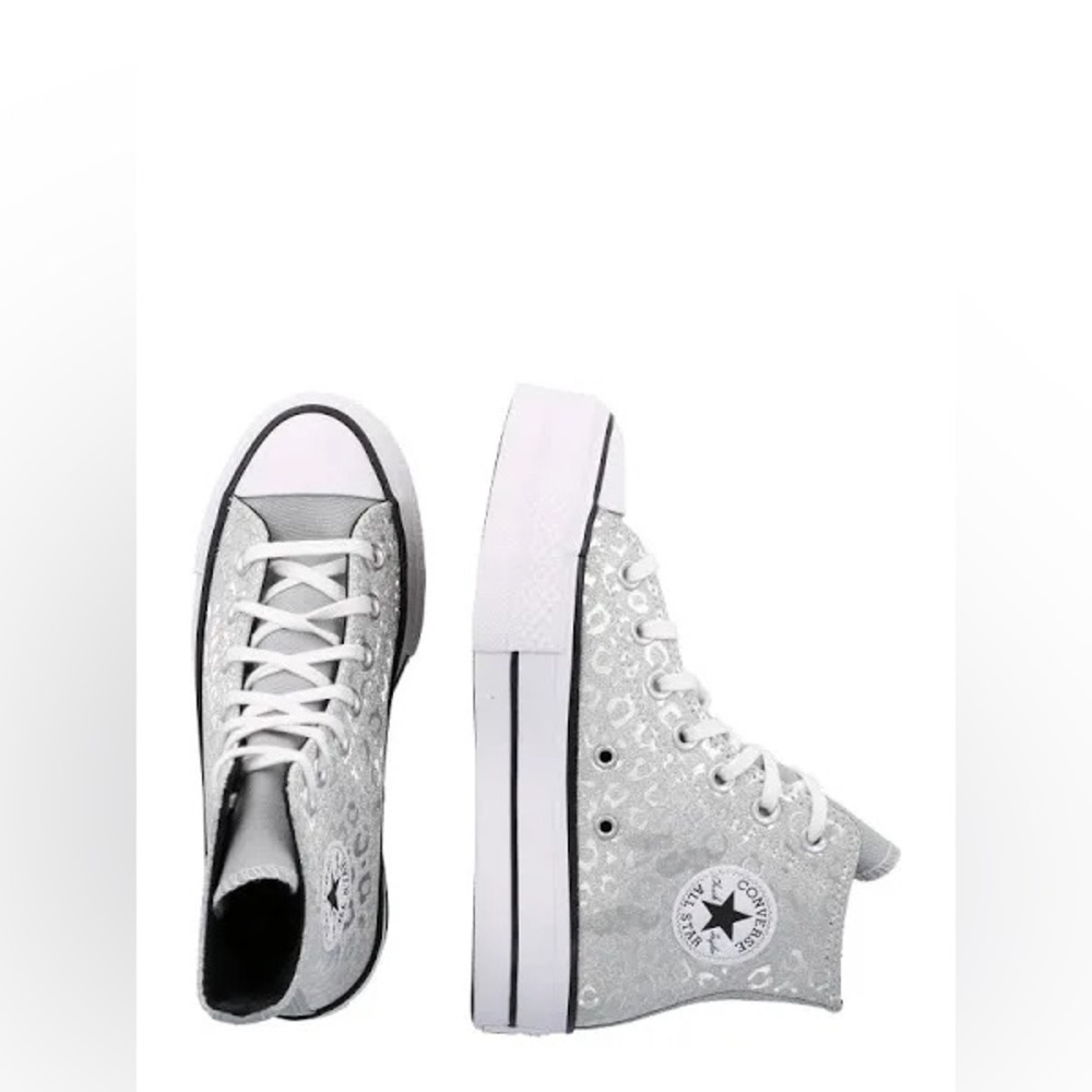 Converse All Star Women's White Leopard Print High Top Sneakers - Picture 3 of 7